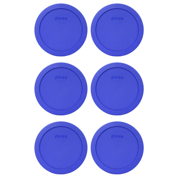 Pyrex 7201-PC Sapphire Blue Round Plastic Food Storage Replacement Lid Cover (6-Pack)