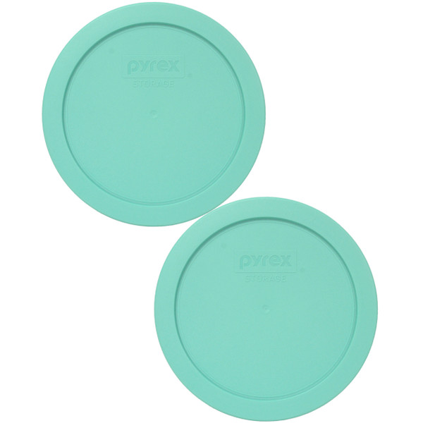 Pyrex 7201-PC Sea Glass Blue Round Plastic Food Storage Replacement Lid Cover (2-Pack)