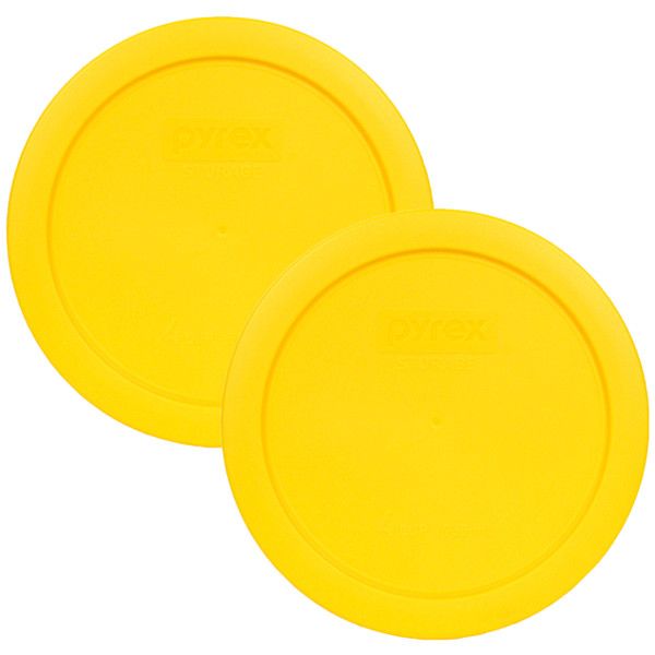 Pyrex 7201-PC Meyer Lemon Yellow Round Plastic Food Storage Replacement Lid Cover (2-Pack)