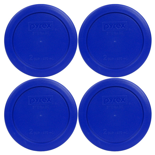 Pyrex 7200-PC Cadet Blue Round Plastic Food Storage Replacement Lid Cover (4-Pack)