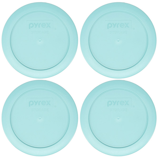 Pyrex 7200-PC Jade Dust Green Round Plastic Food Storage Replacement Lid Cover (4-Pack)