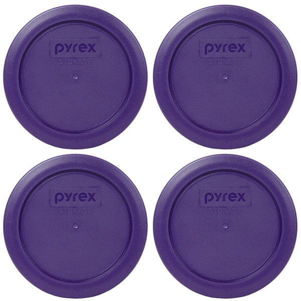 Pyrex 7200-PC Plum Purple Round Plastic Food Storage Replacement Lid Cover (4-Pack)