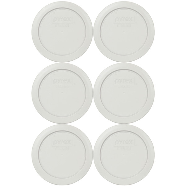 Pyrex 7200-PC Sleek Silver Round Plastic Food Storage Replacement Lid Cover (6-Pack)