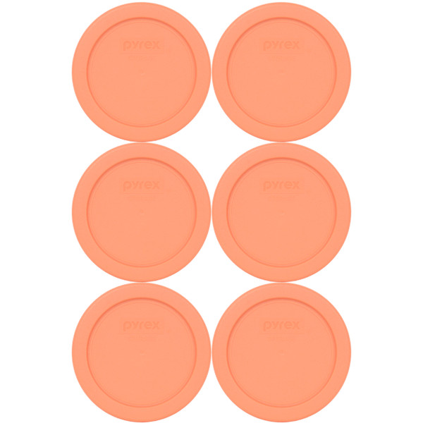 Pyrex 7202-PC Bahama Sunset Orange Round Plastic Food Storage Replacement Lid Cover (6-Pack)