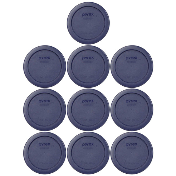 Pyrex 7202-PC Blue Round Plastic Food Storage Replacement Lid Cover (10-Pack)