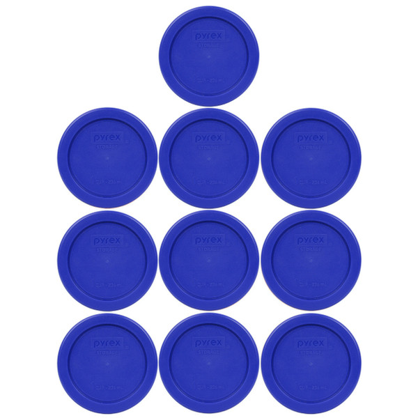 Pyrex 7202-PC Cadet Blue Round Plastic Food Storage Replacement Lid Cover (10-Pack)