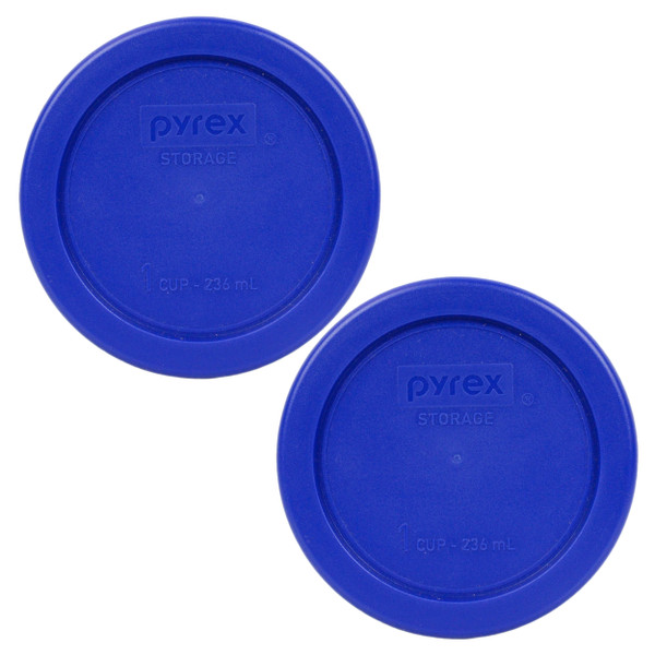 Pyrex 7202-PC Cadet Blue Round Plastic Food Storage Replacement Lid Cover (2-Pack)