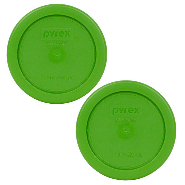 Pyrex 7202-PC Lawn Green Round Plastic Food Storage Replacement Lid Cover (2-Pack)