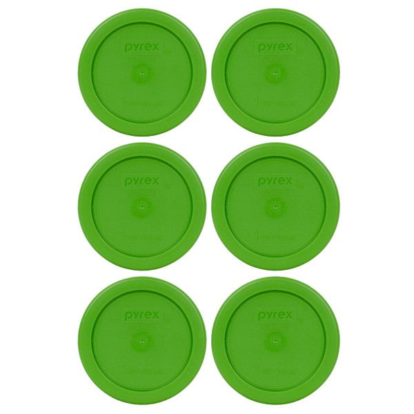 Pyrex 7202-PC Lawn Green Round Plastic Food Storage Replacement Lid Cover (6-Pack)