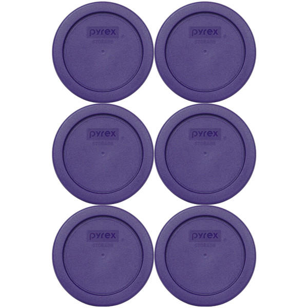 Pyrex 7202-PC Plum Purple Round Plastic Food Storage Replacement Lid Cover (6-Pack)