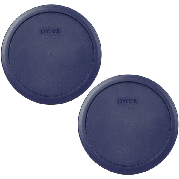 Pyrex 7402-PC Blue Round Plastic Food Storage Replacement Lid Cover (2-Pack)