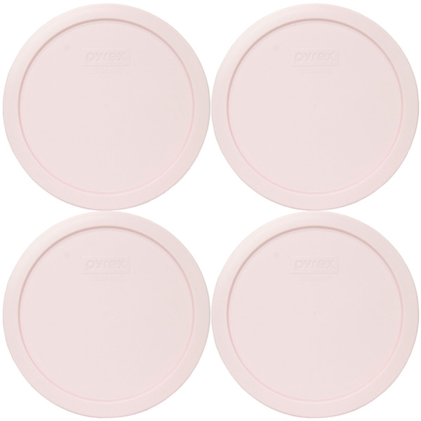 Pyrex 7402-PC Loring Pink Round Plastic Food Storage Replacement Lid Cover (4-Pack)