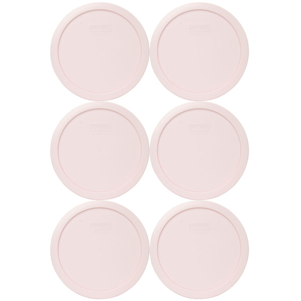 Pyrex 7402-PC Loring Pink Round Plastic Food Storage Replacement Lid Cover (6-Pack)