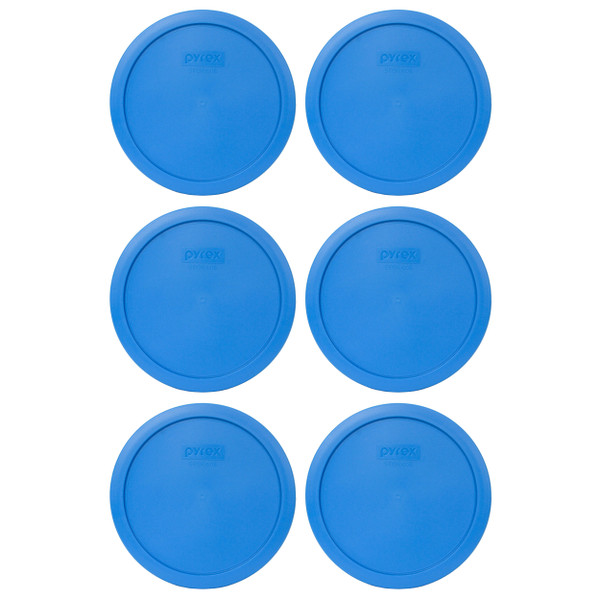 Pyrex 7402-PC Marine Blue Round Plastic Food Storage Replacement Lid Cover (6-Pack)