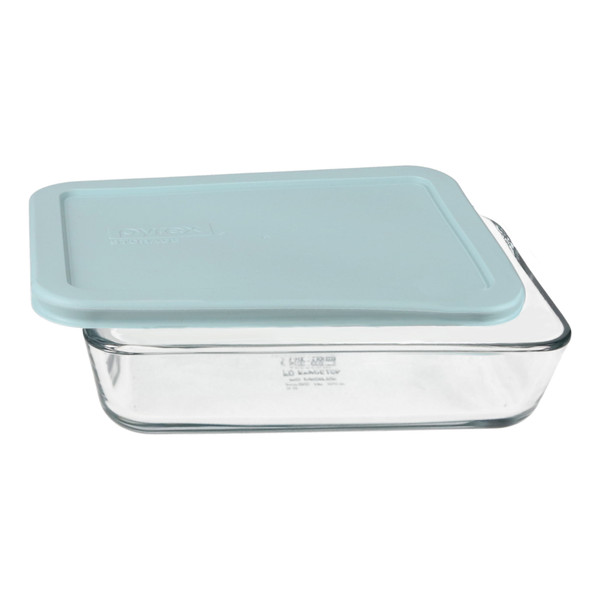 Pyrex 7210 3-Cup Glass Dish & 7210-PC Muddy Aqua Lid