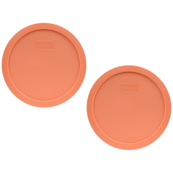 Pyrex 7402-PC Bahama Sunset Orange Round Plastic Food Storage Replacement Lid Cover (2-Pack)