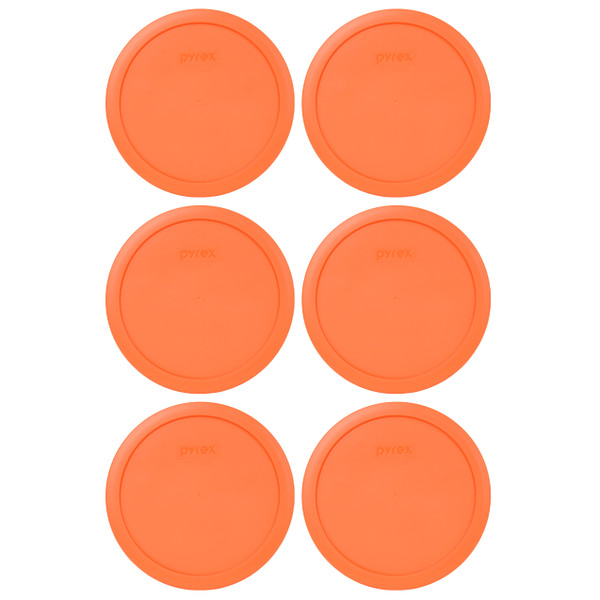 Pyrex 7402-PC Orange Round Plastic Food Storage Replacement Lid Cover (6-Pack)