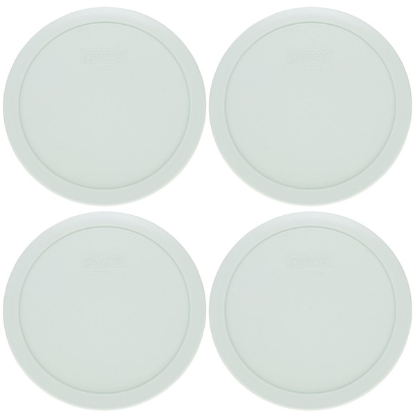 Pyrex 7402-PC Sage Green Round Plastic Food Storage Replacement Lid, Made in USA (4-Pack)