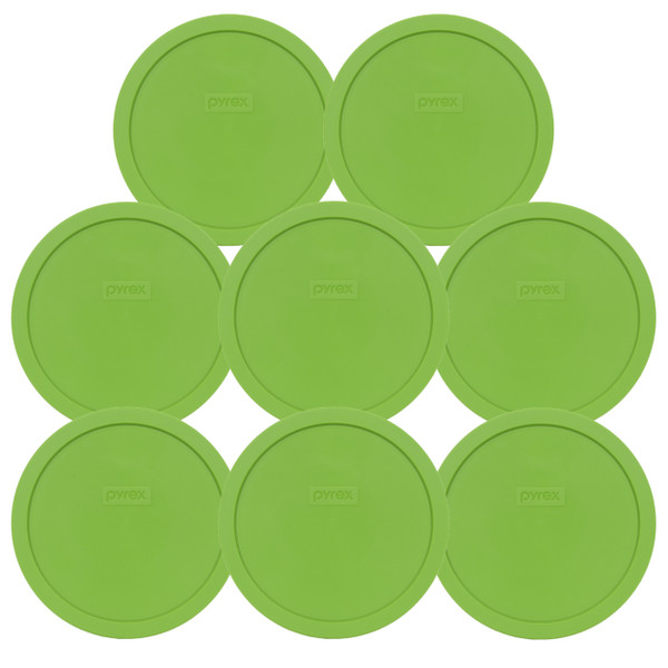 Pyrex 7402-PC Green Round Plastic Food Storage Replacement Lid Cover (8-Pack)