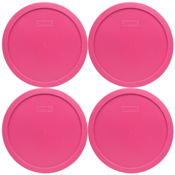 Pyrex 7403-PC Pink Round Plastic Food Storage Replacement Lid Cover (4-Pack)