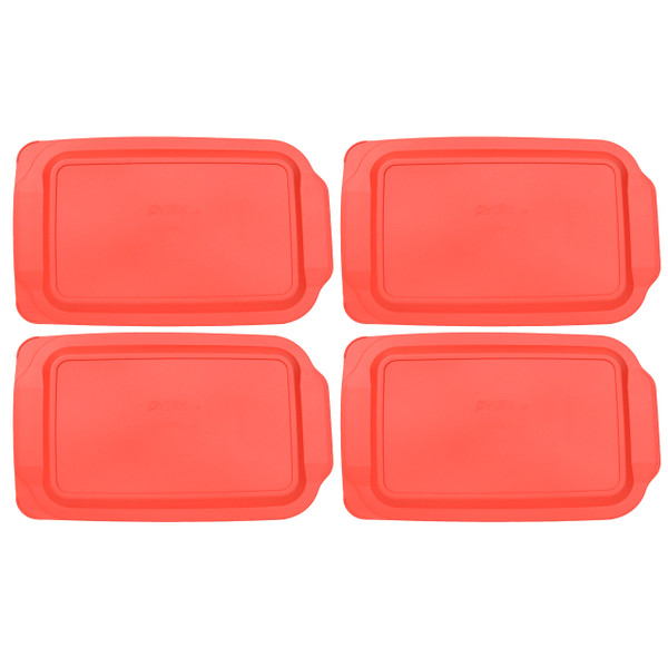 Pyrex 234-PC Red Rectangle Plastic Food Storage Replacement Lid (4-Pack)