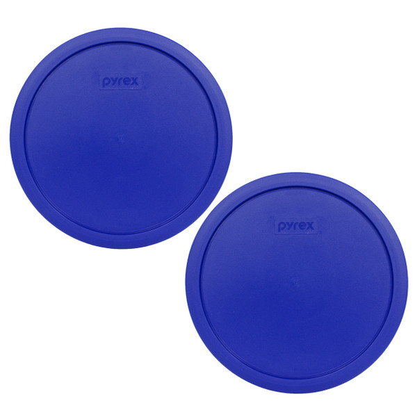 Pyrex 7403-PC Cadet Blue Round Plastic Food Storage Replacement Lid Cover (2-Pack)