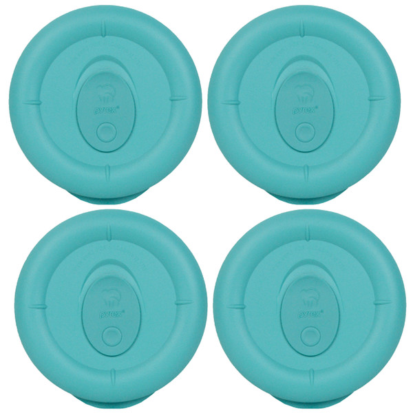 Pyrex 8200-VPC Turquoise Round Vented Food Storage Replacement Lid (4-Pack)