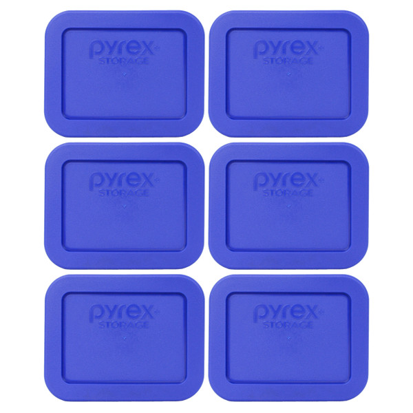 Pyrex 7213-PC Cadet Blue Rectangle Plastic Food Storage Replacement Lid (6-Pack)