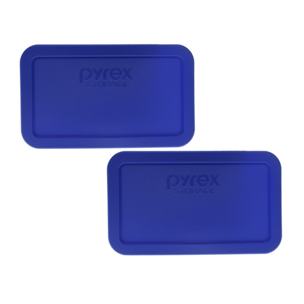 Pyrex 7214-PC Cadet Blue Rectangle Plastic Food Storage Replacement Lid (2-Pack)