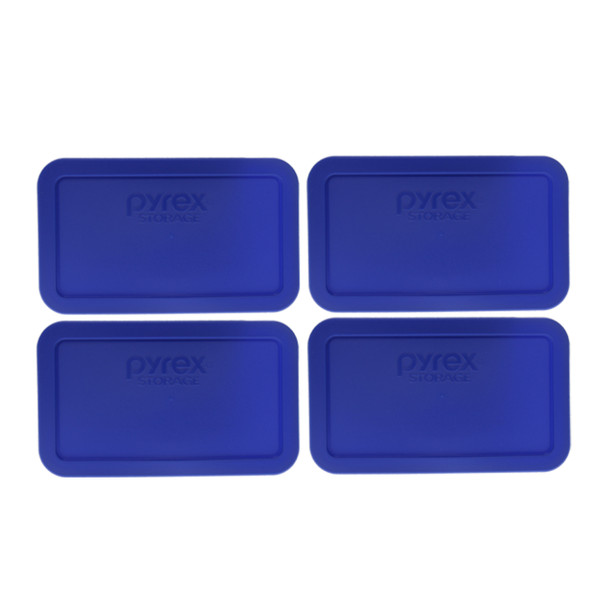 Pyrex 7214-PC Cadet Blue Rectangle Plastic Food Storage Replacement Lid (4-Pack)