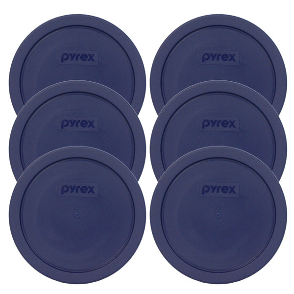 Pyrex 7401-PC Dark Blue Round Plastic Food Storage Replacement Lid (6-Pack)