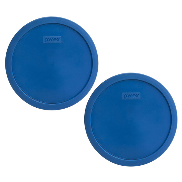 Pyrex 7401-PC Lake Blue Round Plastic Food Storage Replacement Lid (2-Pack)