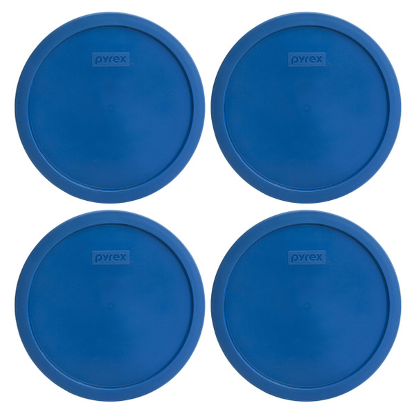 Pyrex 7401-PC Lake Blue Round Plastic Food Storage Replacement Lid (4-Pack)