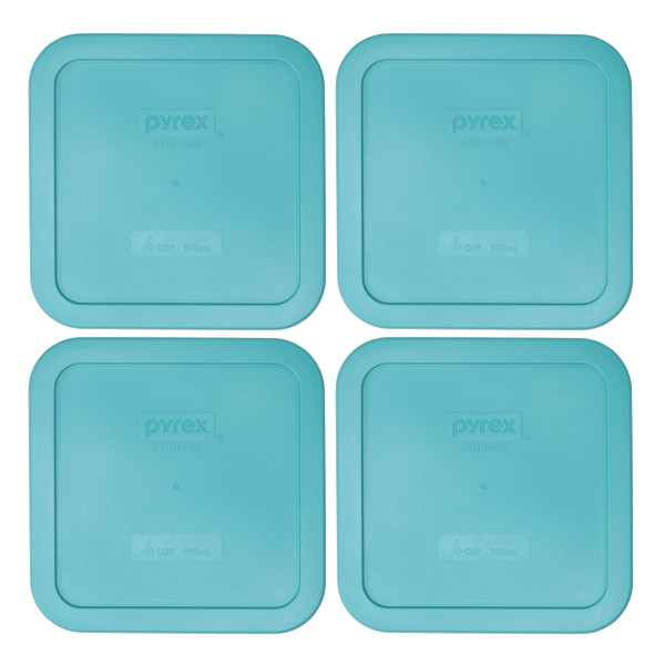 Pyrex 8704-PC Simply Store Turquoise Square Plastic Food Storage Replacement Lid (4-Pack)