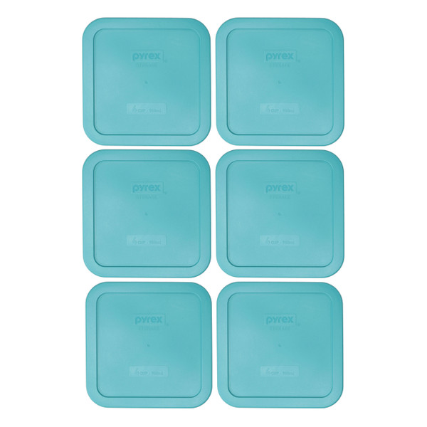 Pyrex 8704-PC Simply Store Turquoise Square Plastic Food Storage Replacement Lid (6-Pack)