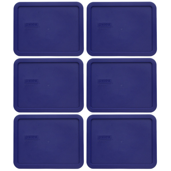 Pyrex 7211-PC Navy Blue Rectangle Plastic Food Storage Replacement Lid (6-Pack)