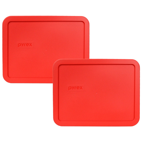 Pyrex 7211-PC Red Rectangle Food Storage Replacement Lid Cover (2-Pack)