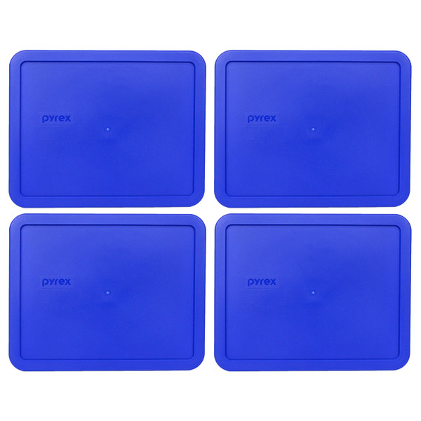 Pyrex 7212-PC Cadet Blue Rectangle Plastic Food Storage Replacement Lid (4-Pack)