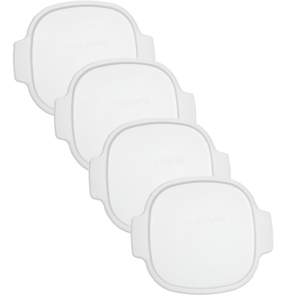 Corningware A-2-PC White Square Plastic Food Storage Replacement Lid (4-Pack)