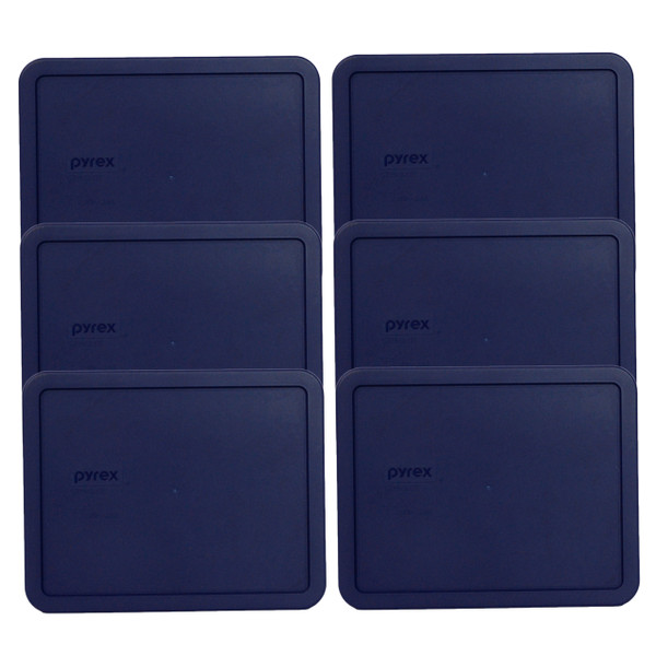 Pyrex 7212-PC Blue Rectangle Plastic Food Storage Replacement Lid (6-Pack)