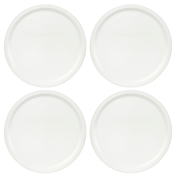 Corningware F-5-PC Round French White Plastic Food Storage Replacement Lid (4-Pack)