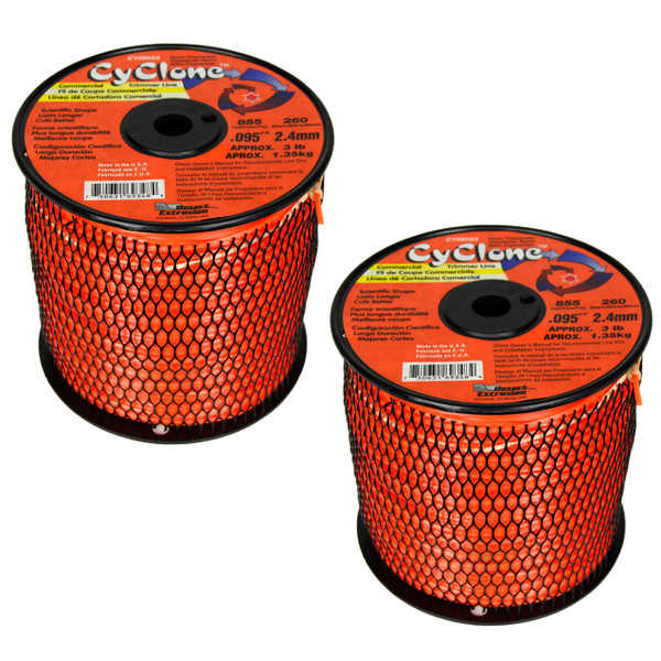 Cyclone CY095S3 0.095" 855ft Orange Commercial Trimmer Line, Made in the USA (2-Pack)