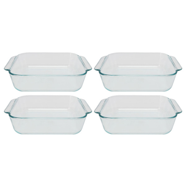 Pyrex 222 Square Clear Glass Food Storage Casserole Baking Dish (4-Pack)