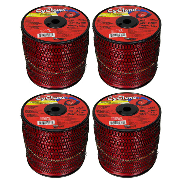 Cyclone CY105S3 0.105" 690ft Red Commercial Trimmer Line, Made in the USA (4-Pack) 