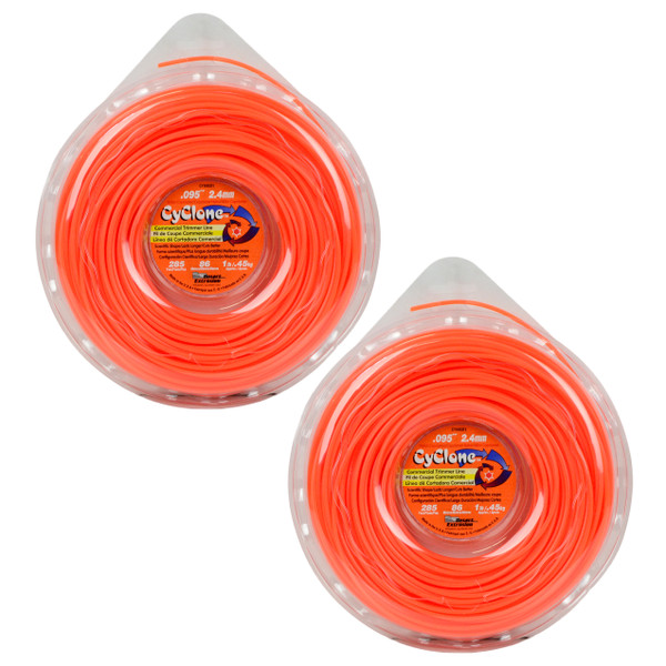 Cyclone CY095D1 0.095" 285' Orange Commercial String Trimmer Line, Made in the USA (2-Pack)