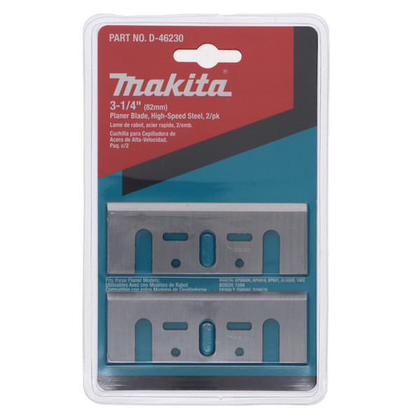 Makita D-46230 2-pc 3.25 in HSS Fast Cutting Planer Blades for Hard Wood