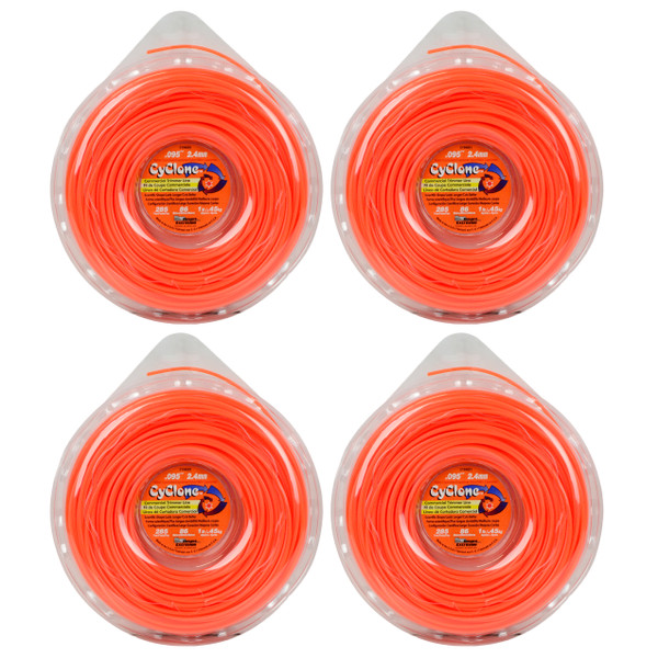 Cyclone CY095D1 0.095" 285' Orange Commercial String Trimmer Line, Made in the USA (4-Pack)