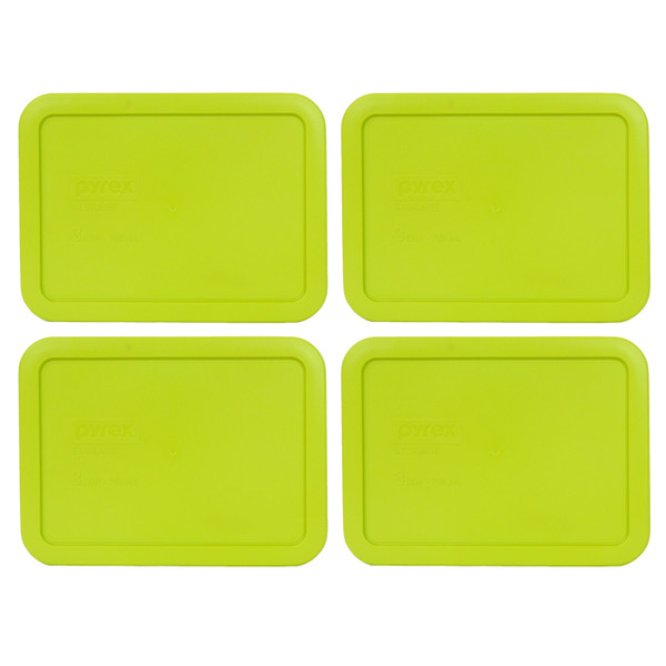 Pyrex 7210-PC Edamame Green Plastic Food Storage Replacement Lid, Made in the USA (4-Pack)