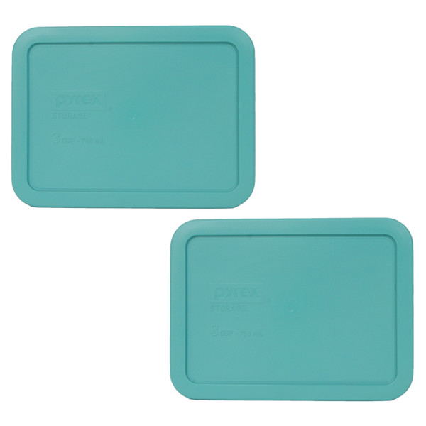 Pyrex 7210-PC Turquoise Rectangle Plastic Replacement Lid, Made in the USA (2-Pack)