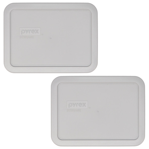 Pyrex 7210-PC Jet Grey Rectangle Plastic Food Storage Replacement Lid, Made in the USA (2-Pack)